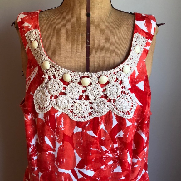 Cato Woman Red Coral Sleeveless Dress LinenRayon - Picture 2 of 15